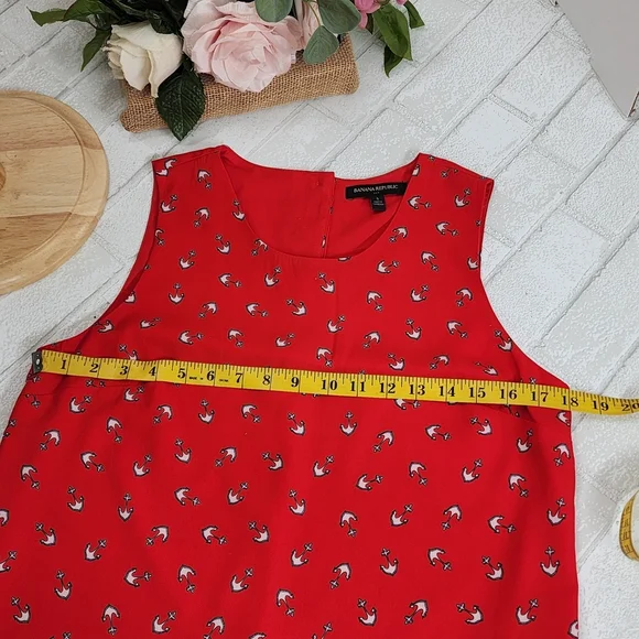 Banana Republic Red Top with Bird Pattern - Picture 5 of 7